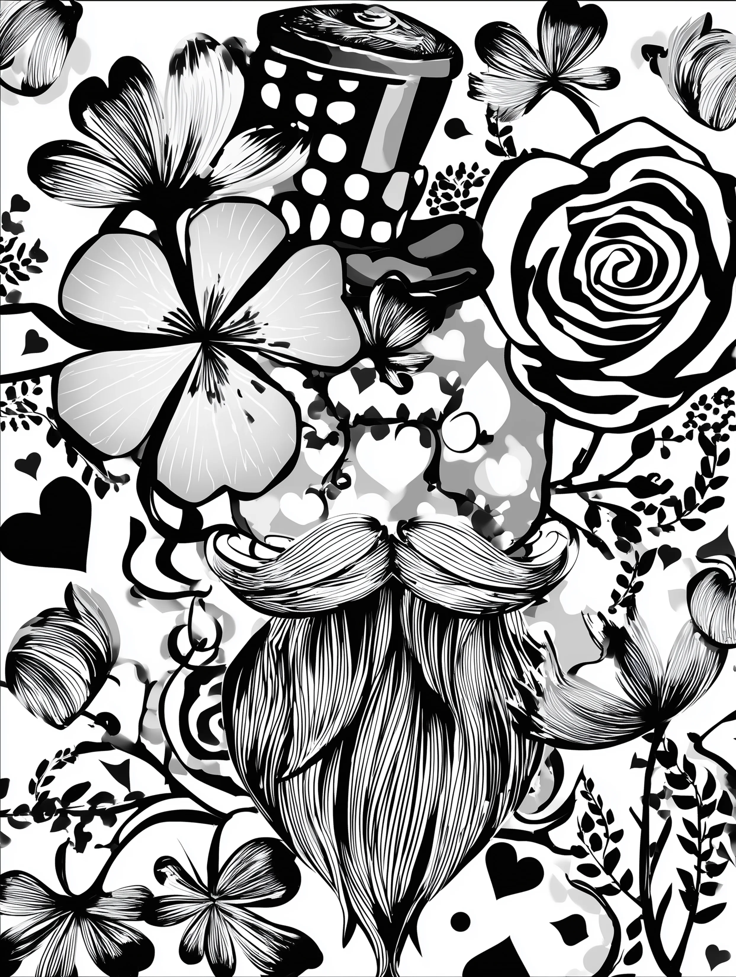 Free printable St Patricks Day coloring page for adults featuring an abstract leprechaun without facial details